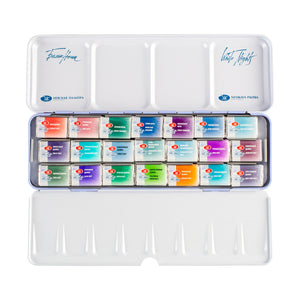 White Nights Extra Fine Artists Grade Professional Watercolors set 21 Full Pans Granulation Colors, Metal Case by Nevskaya Palitra