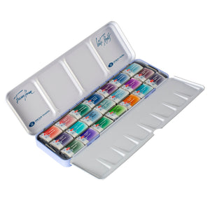 White Nights Extra Fine Artists Grade Professional Watercolors set 21 Full Pans Granulation Colors, Metal Case by Nevskaya Palitra