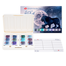 Load image into Gallery viewer, WHITE NIGHTS Artists&#39; Grade Watercolors set 12 Full Pans Granulating Colors, plastic box by Nevskaya Palitra
