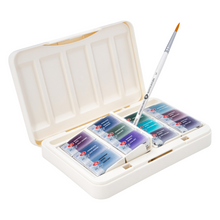 Load image into Gallery viewer, WHITE NIGHTS Artists&#39; Grade Watercolors set 12 Full Pans Granulating Colors, plastic box by Nevskaya Palitra
