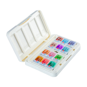 White Nights Extra Fine Artists Grade Professional Watercolors set 12 Full Pans Granulation and Natural Earth Colors, plastic box by Nevskaya Palitra