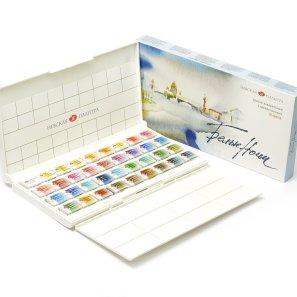 Watercolor set "white nights" 36 colours full pans set plastic box