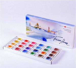 Watercolor set "white nights" 24 colors full pans set carton box