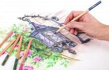 Load image into Gallery viewer, Set of 48 watercolor pencils &quot;White Nights&quot; with a brush in a metal box
