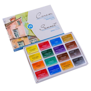 Watercolor set "sonnet" 16 colors full pans set carton box