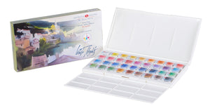 Watercolor set "white nights" 36 colours full pans set plastic box iws unique colour sheme