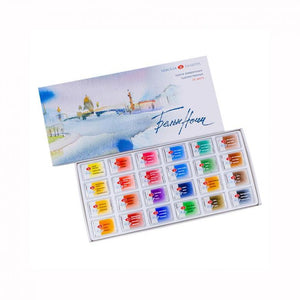 Watercolor set "white nights" 24 colors full pans set carton box